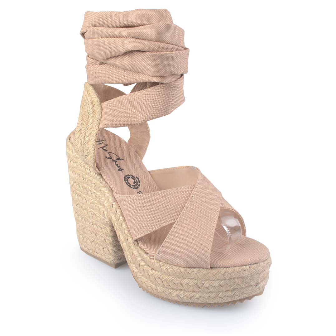 Plataforma Norma con lazos Beige